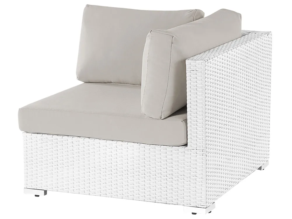 Garden Corner Sofa with Table 4 Seater SANO Modular PE Rattan White Left Hand_741330
