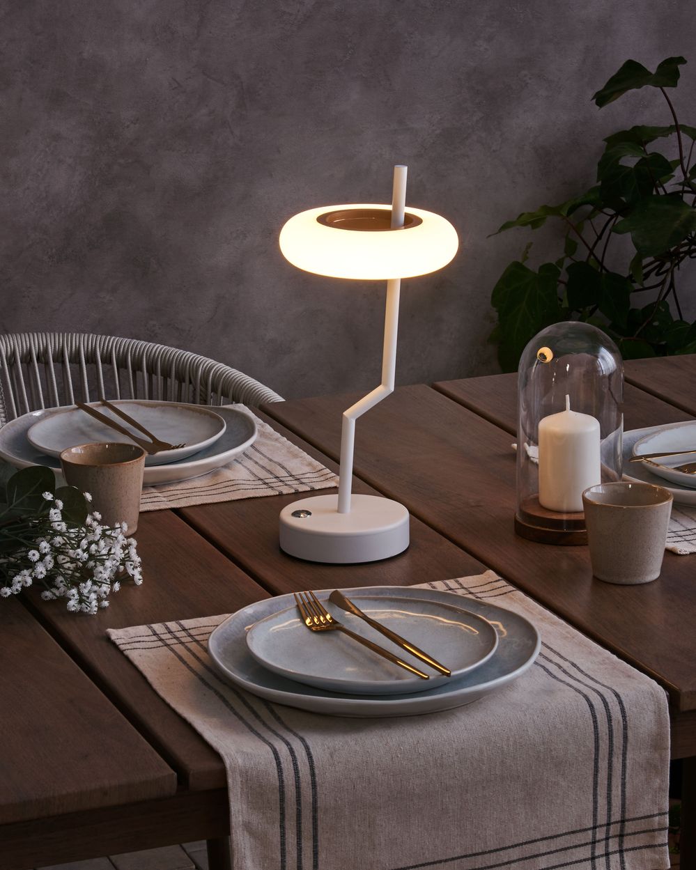 Wireless LED Table Lamp ALVIELA with Dimmer Metal White