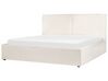 Cama de casal com arrumação em tecido bouclé branco-creme 180 x 200 cm MOISSAC_928899