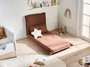 Single Sofa Bed DELLEN Fabric Brown_1031419