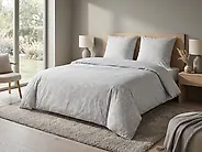 Duvet Cover Set MORNINGSIDE 155 x 220 cm Sateen Cotton Grey_1178642
