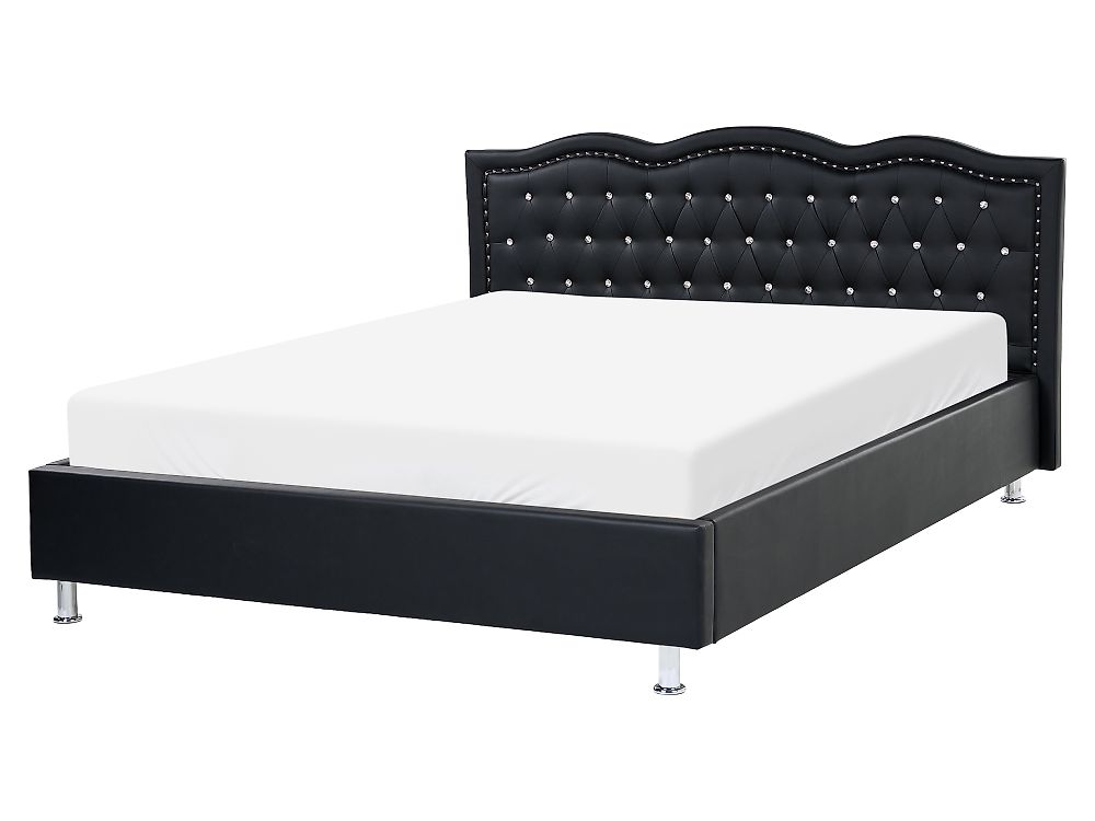 Lit avec sommier Cuir PU METZ 160 x 200 cm Noir
