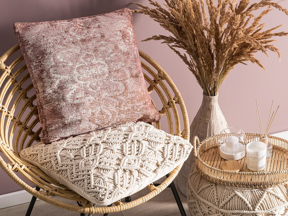 Set di 2 cuscini VAKAYAR 45 x 45 cm Cotone Rosa Trama floreale