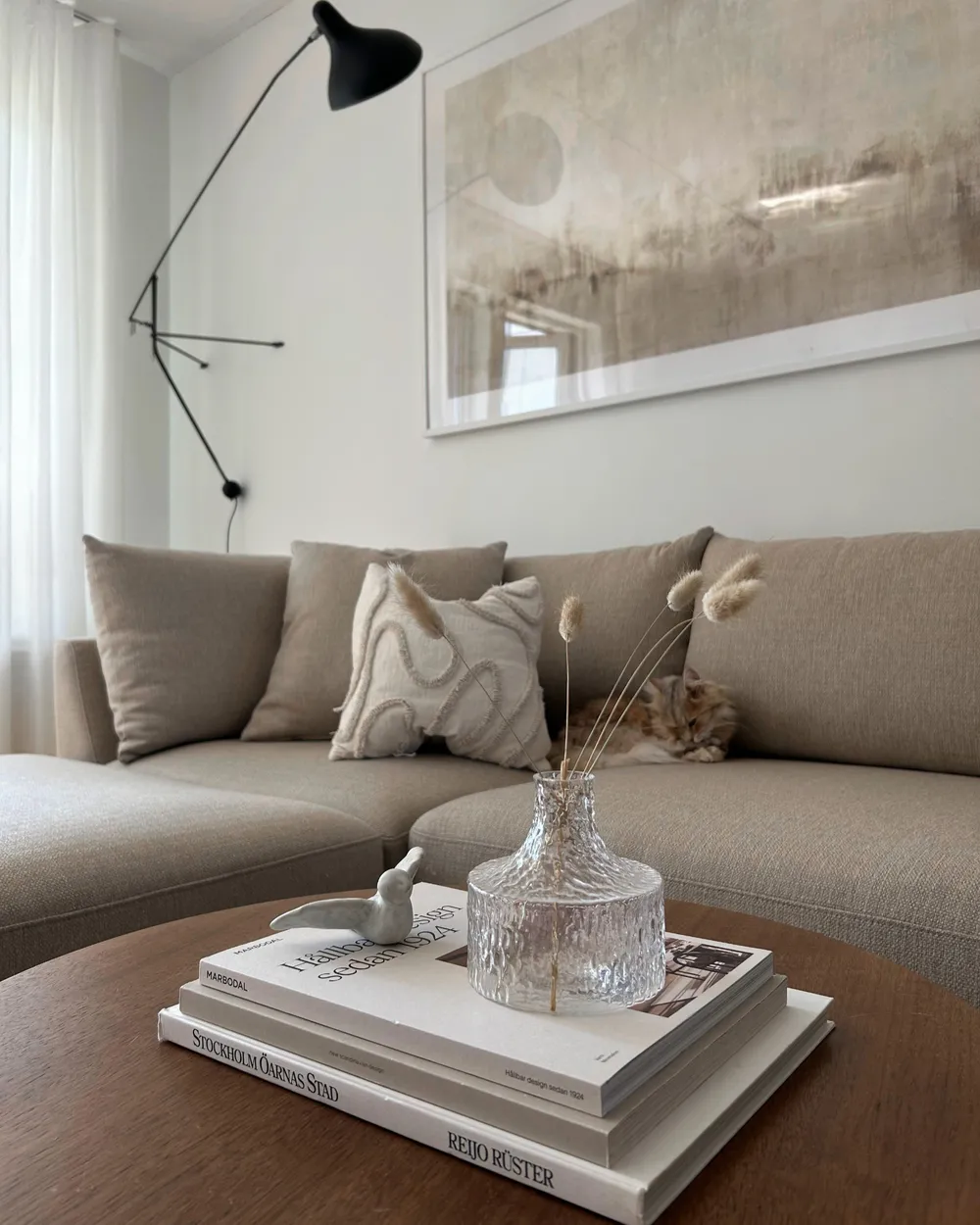 Sofa 3 Seater SIGTUNA with Ottoman Fabric Beige_1012414