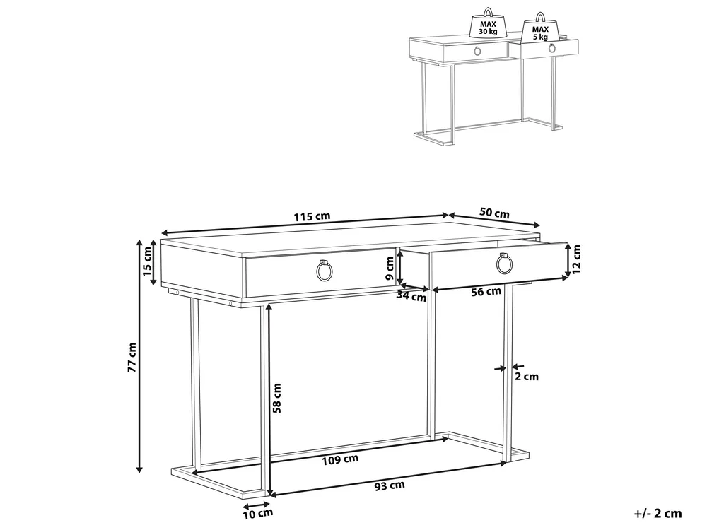 Konsola WESTPORT 115 cm 50 cm z szufladami Czarny/ złoty_814926