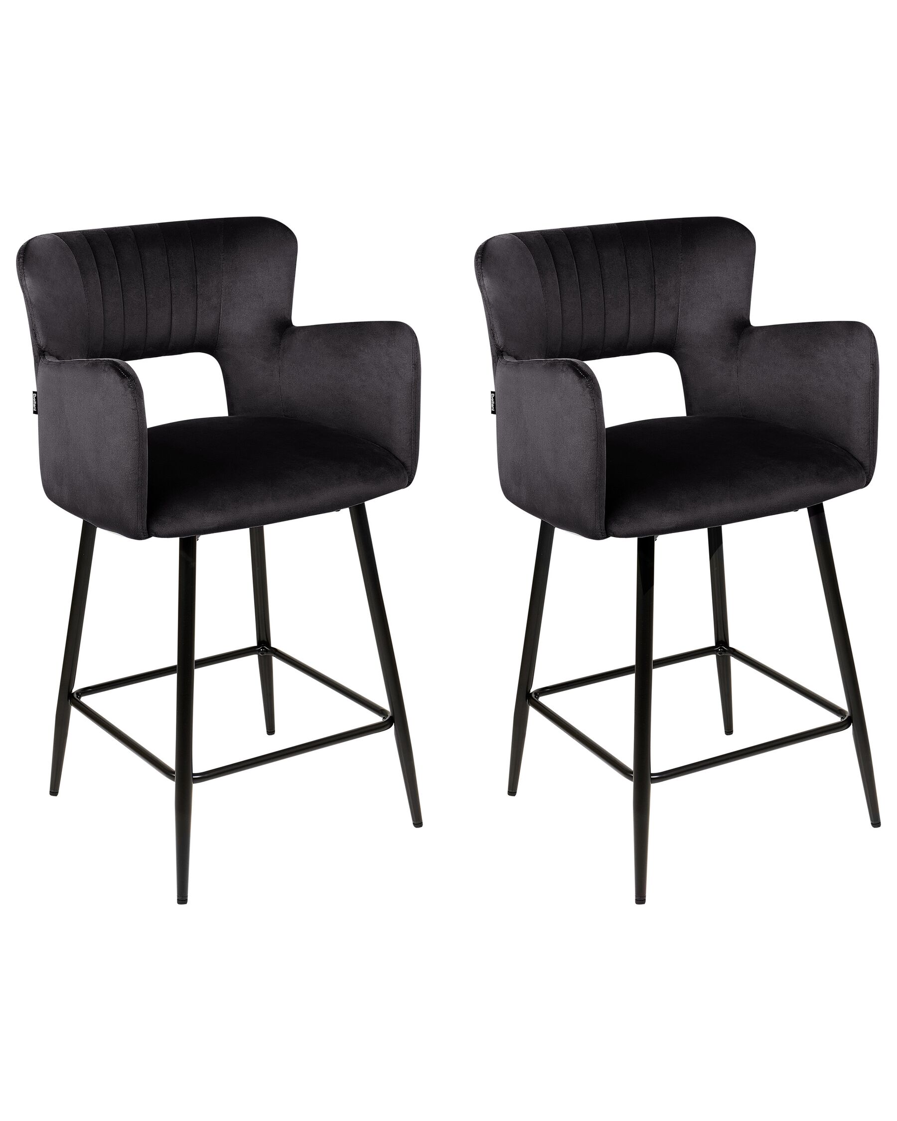 Sada 2 sametových barových židlí černé SANILAC_912709