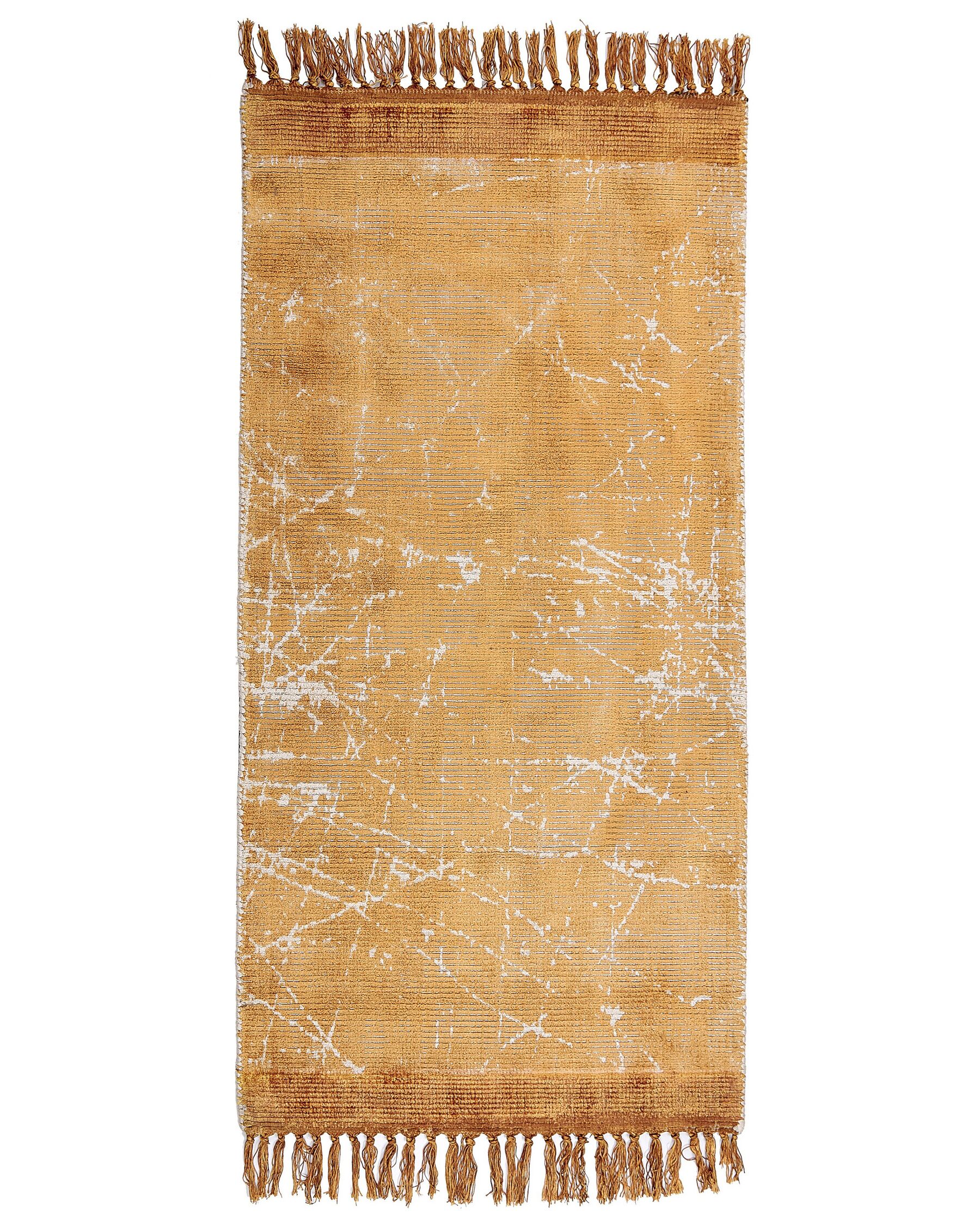 Teppich Viskose orange 80 x 150 cm abstraktes Muster Kurzflor HANLI_836937