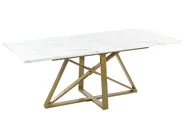 Extending Dining Table MAXIMUS White Marble 160/200 cm 90 cm_850395