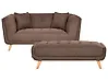 Sofa 2 Seater HABO with Ottoman Fabric Dark Brown