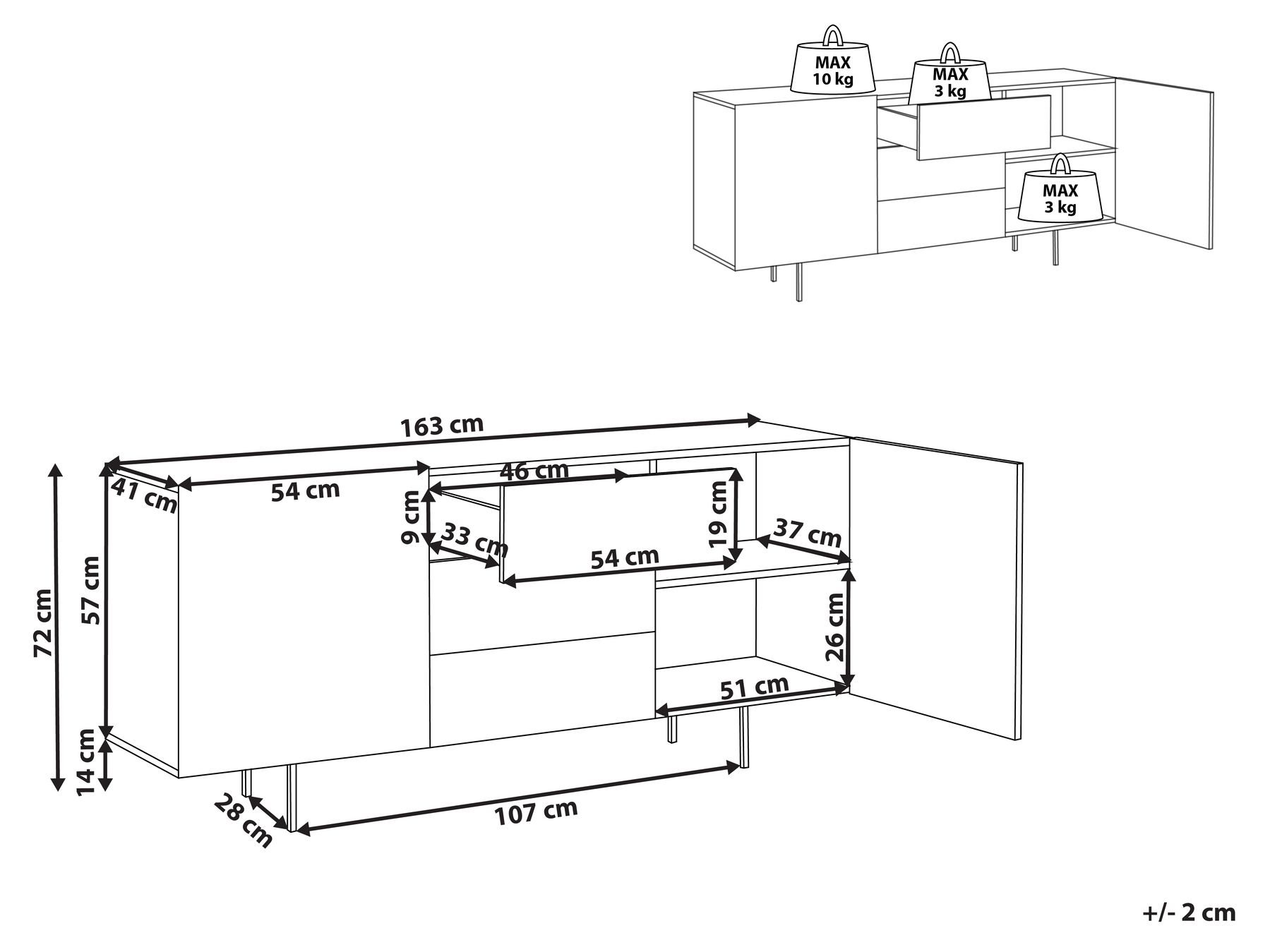 2 Door Sideboard Light Wood KENORA_956061 2 Door Sideboard Light Wood KENORA_956061