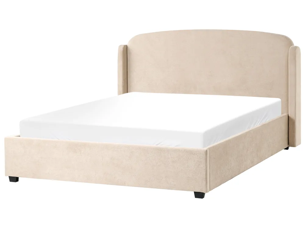 Ottoman Bed BERNAY Fabric Taupe 160 x 200 cm (EU King Size)_1025724