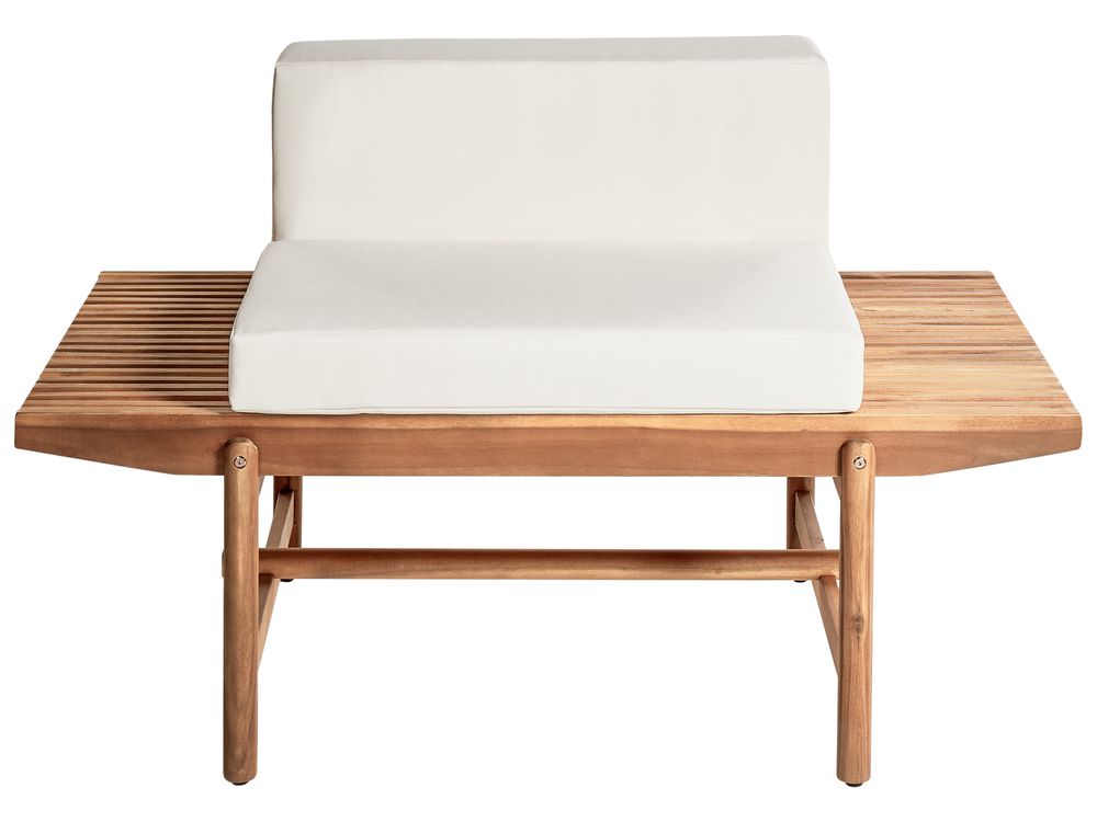 Garden Bench with Cushion GIAVENO 135 cm Acacia Wood Off-White