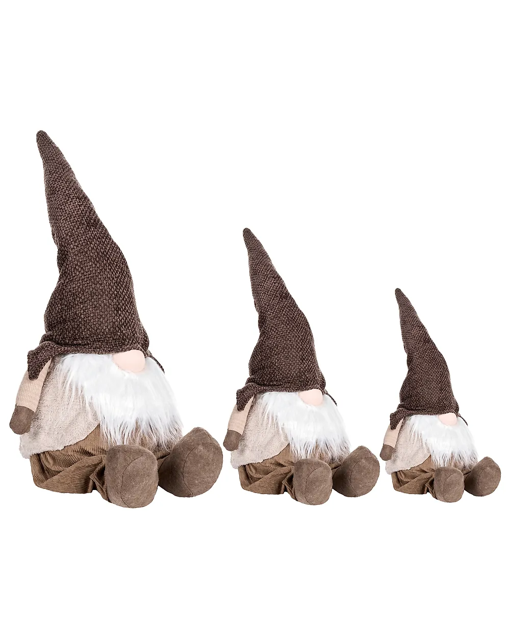 Conjunto de 3 decoraciones de Navidad TUUSULA 36/54/80 cm Gnomo Marrón