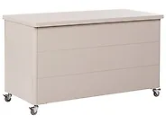 Aufbewahrungsbox KYMI 136 cm 55 cm Metall mit Rädern Beige_1172871
