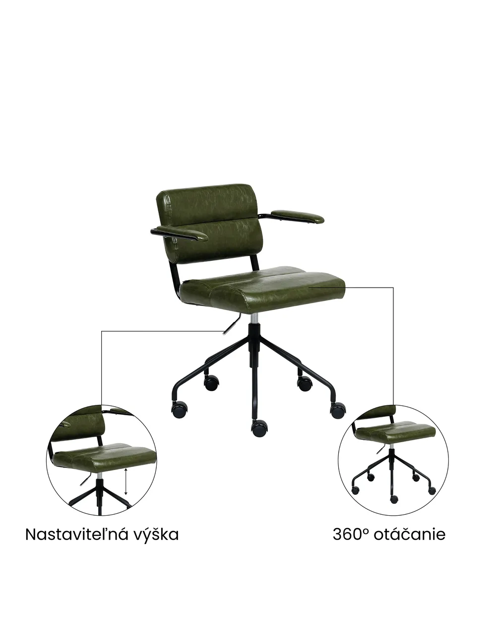 Stolička k písaciemu stolu CANDOR Umelá koža Tmavozelená_1071317