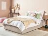 Čalouněná béžová postel s úložným prostorem 140x200 cm DINAN_721401