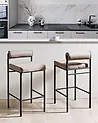 Set of 2 Bar Chairs AMAYA Fabric Taupe
