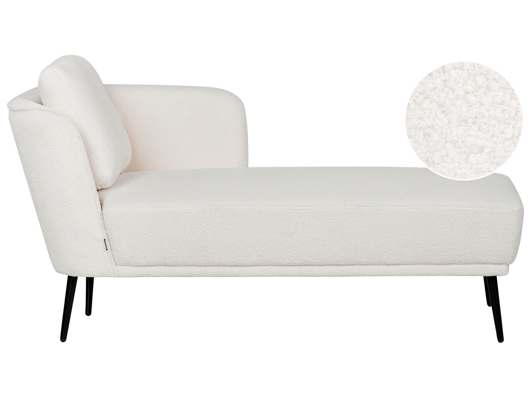 Chaise longue à gauche en tissu bouclé blanc cassé ARTHEZE_930055