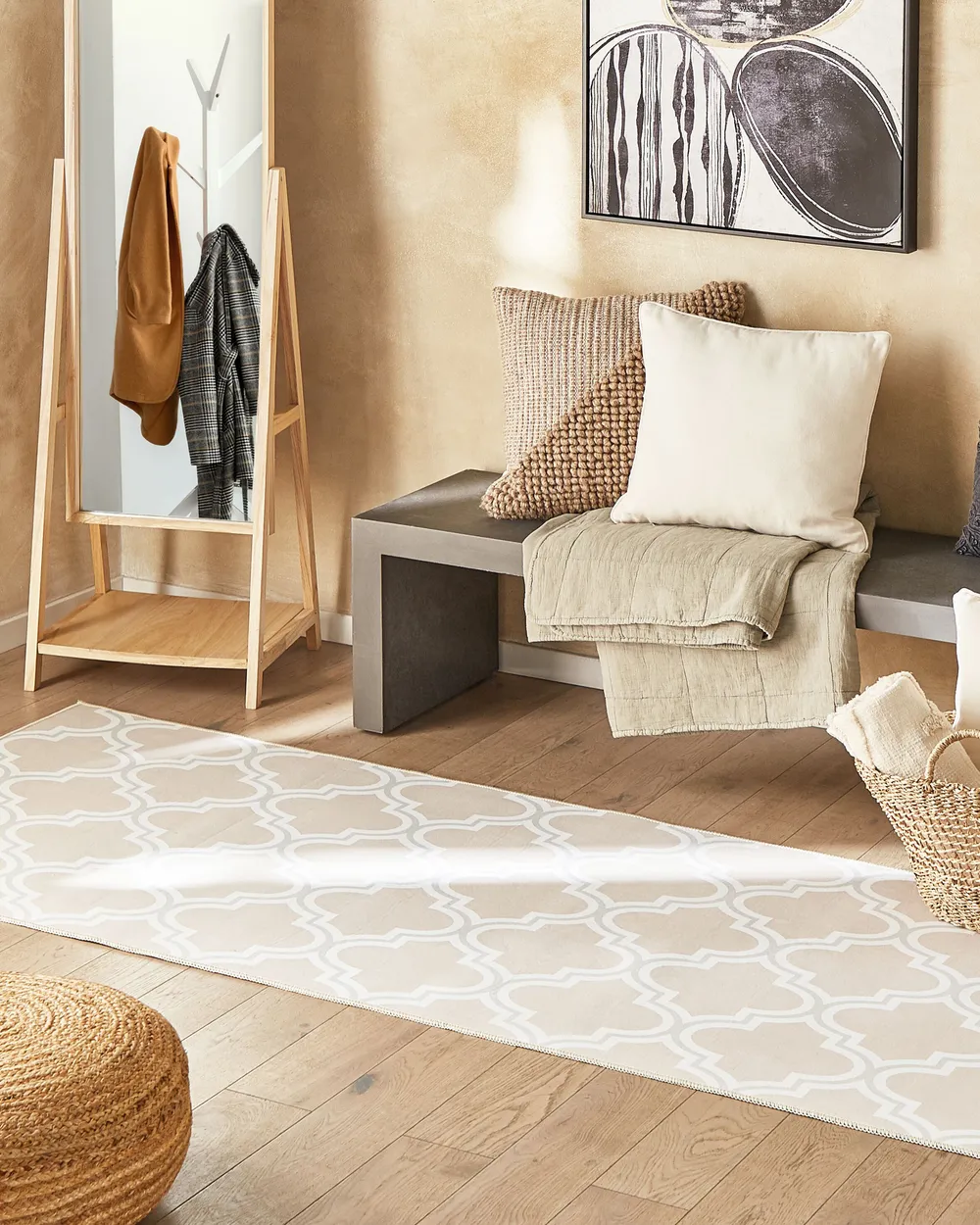 Vloerkleed polyester beige in diverse formaten KADAYAL