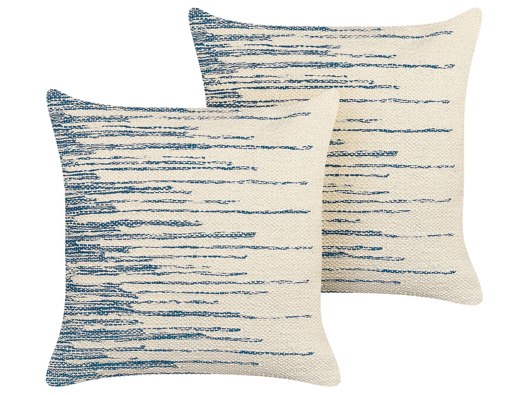 Set of 2 Cotton Cushions 45 x 45 cm Beige and Blue RIVINA_839956