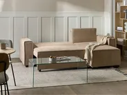 Divano letto angolare 3 posti EDANE con contenitore Tessuto Beige Lato Sinistro_1057108