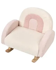 Kids Rocking Chair Rainbow OMBO Boucle Pastel Pink_977404