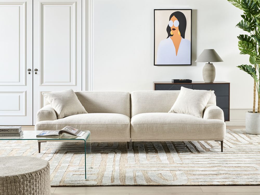 Canapé 3 places MATILA Tissu Beige clair