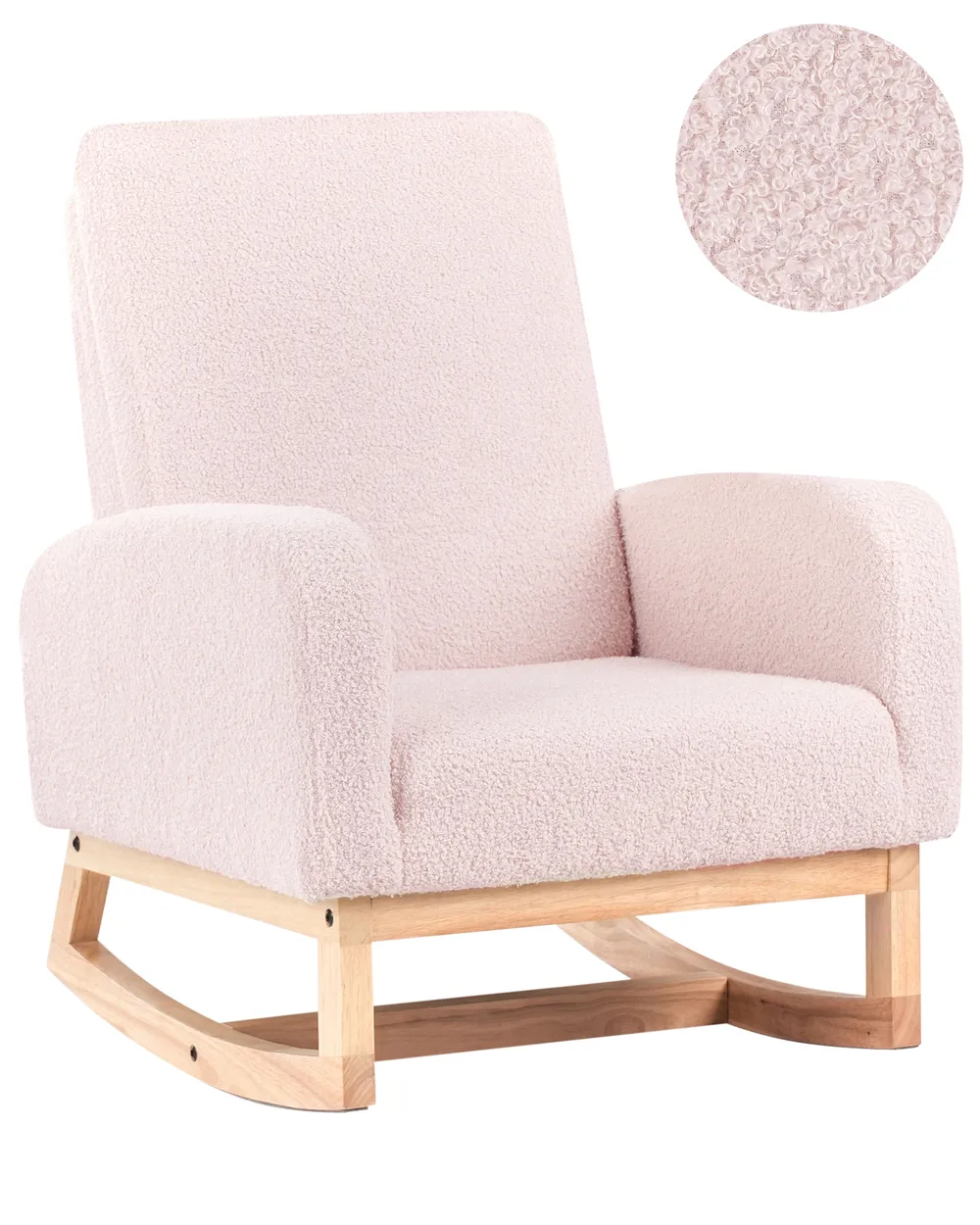 Kids Rocking Chair NORBY Boucle Pastel Pink