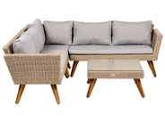 Garden Corner Sofa with Table 6 Seater VITTORIA PE Rattan Grey_1091939