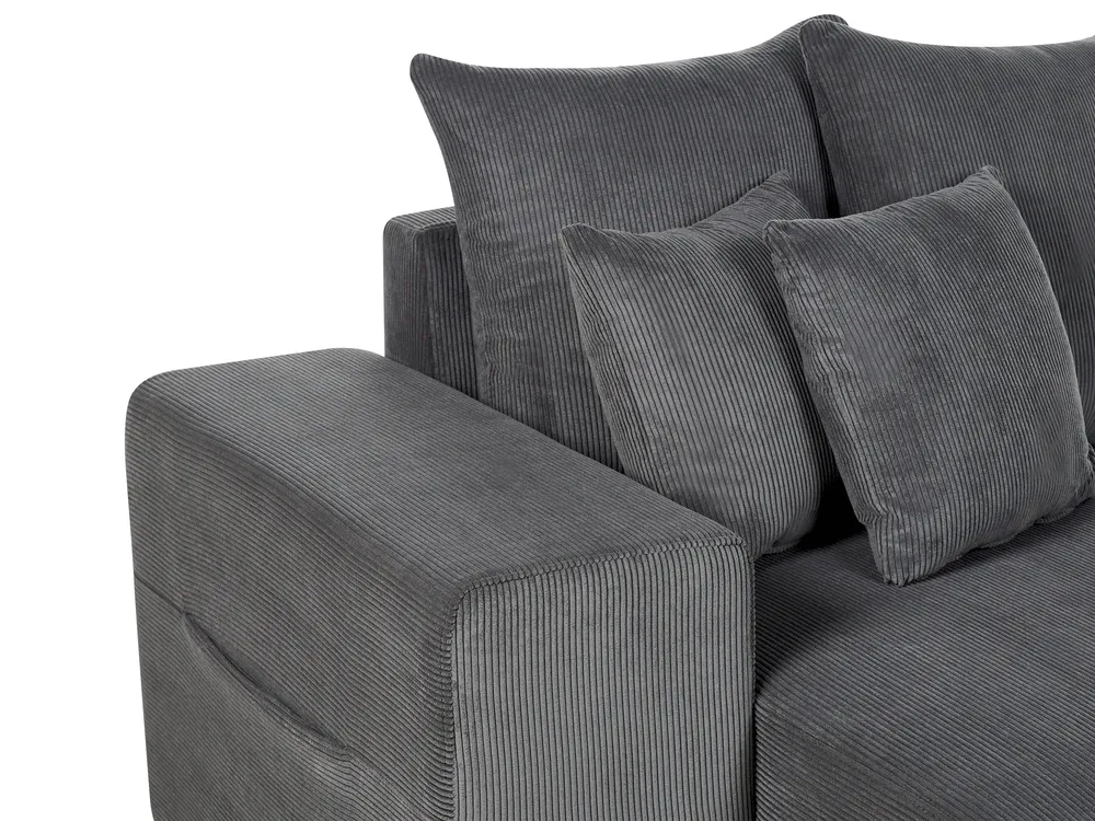 Corner Sofa Bed 3 Seater LUSPA with Storage Corduroy Dark Grey Right Hand_898728