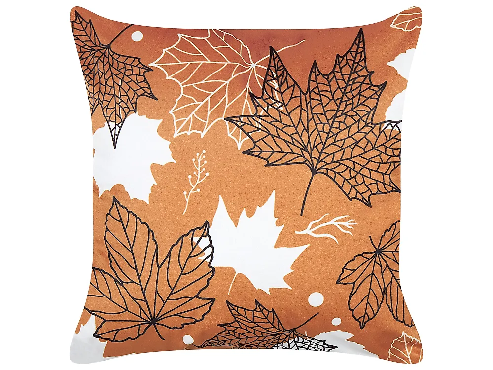 Taies D'Oreiller Velours Orange 45x45 Cm Lot De 2 - Décoratives Avec Cuir Doré