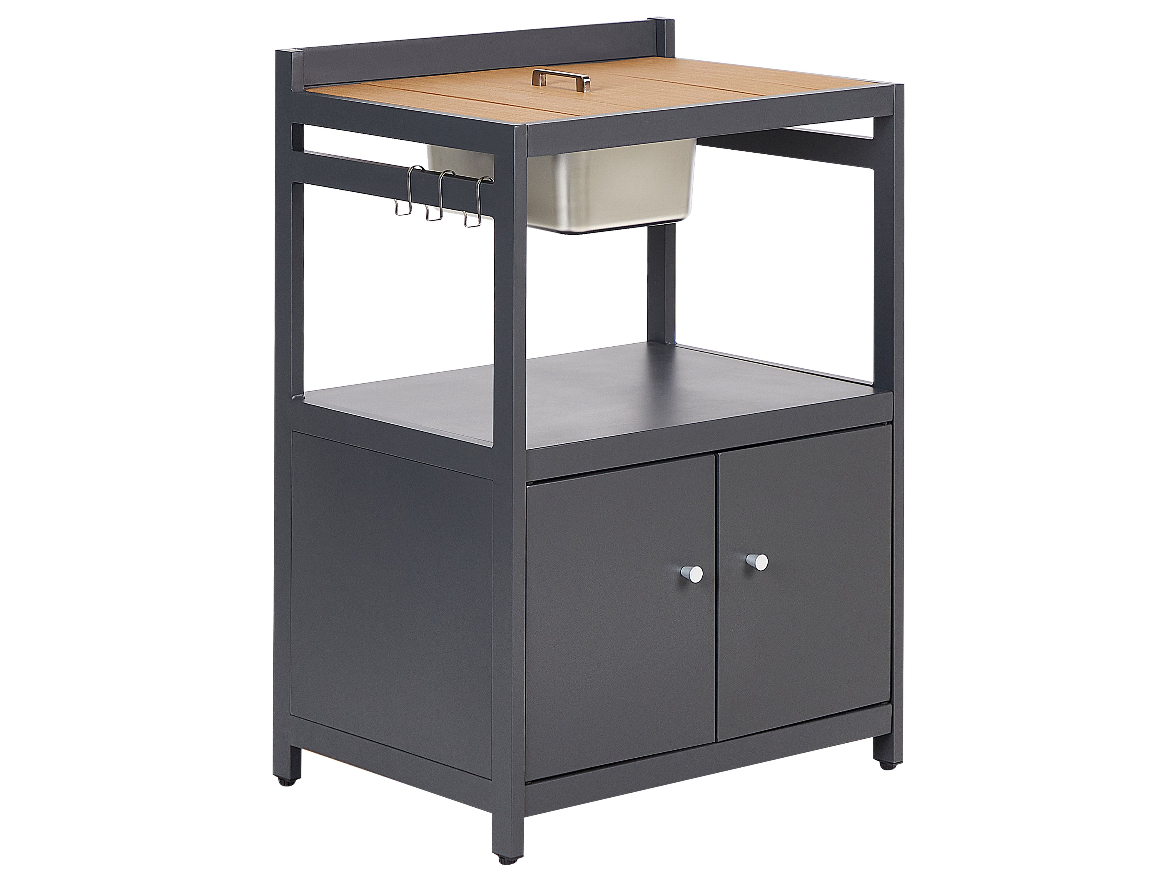 Set Cucina Da Esterno 2 Elementi Con Lavello E Piano In Acciaio Inox Bianco, Con Armadietti E Istruzioni Di Montaggio