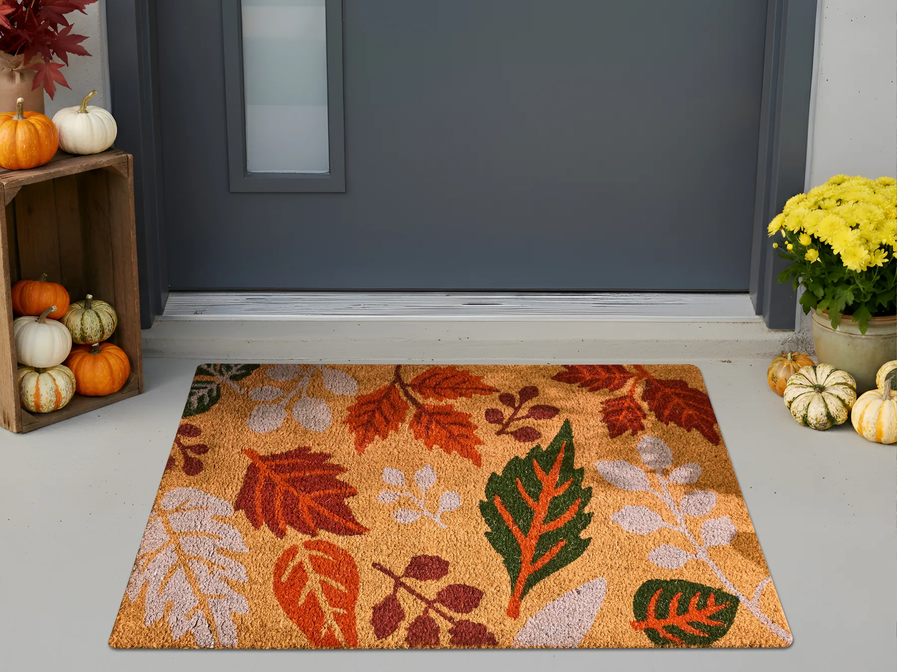 Doormat DAGATAN Multicolour 60 x 90 cm Leaf Coir_1012846