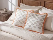Poduszka dekoracyjna SATIVUS 45 x 45 cm Bawełna Pomarańczowy Wzór kwiatowy_839147