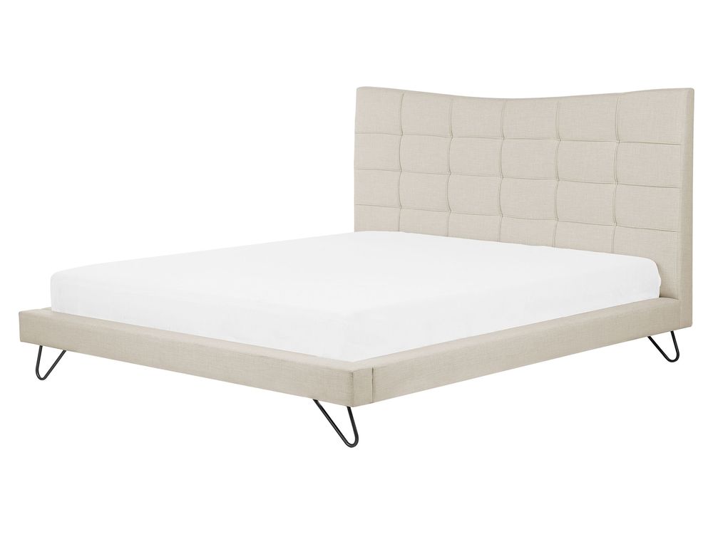 Letto Tessuto LANNION 160 x 200 cm Beige chiaro