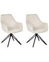 Set of 2 Dining Chairs Swivel JODAR Fabric Light Beige