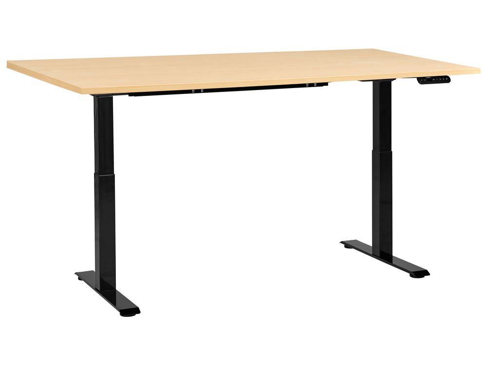 Elektriskt höj- och sänkbart skrivbord DESTINES 160 cm x 72 cm Svart/ Ljusbrun