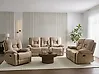 Manual Recliner Living Room Set 6 Seater BERGEN Fabric Beige