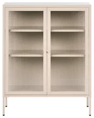 Szafka ze szklanymi drzwiami LERRYN 90 cm Metal Beżowy_1068966