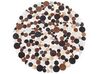 Okrúhly kožený koberec ⌀ 140 cm hnedý/viacfarebný SORGUN_738444
