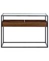 Consola de vidrio templado/metal negro/madera oscura 110 x 40 cm WACO_825577
