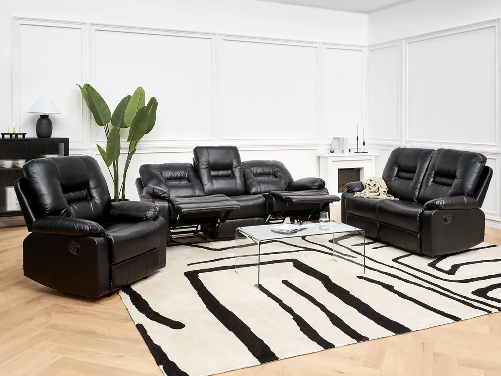 Recliner Chair BERGEN with Footrest Faux Leather Black_1060487