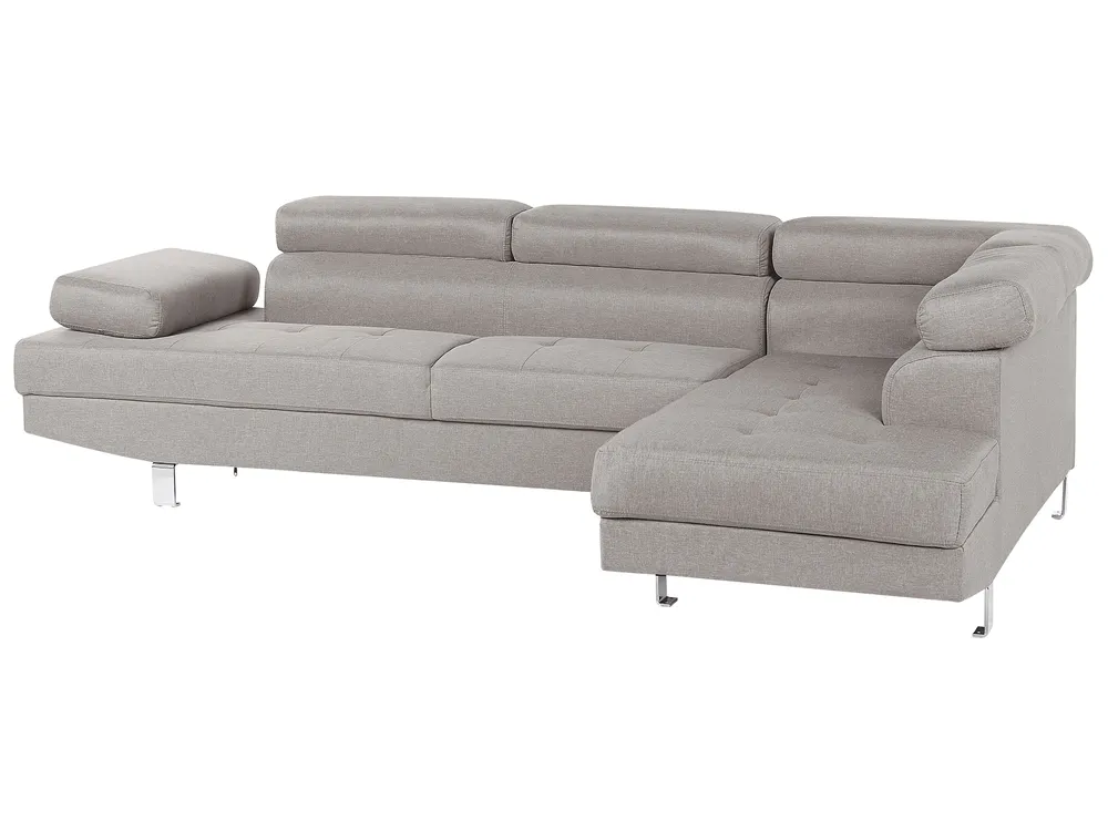 Corner Sofa 5 Seater NORREA Fabric Light Grey Left Hand_686017