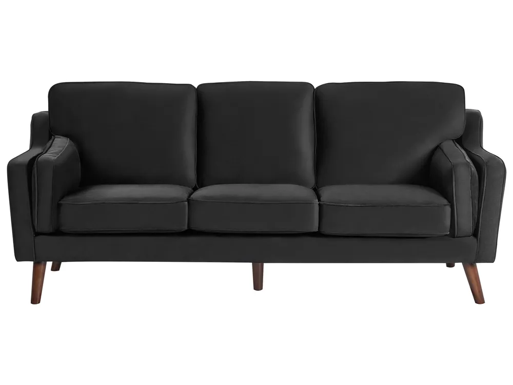 Sofa dla 3 osób LOKKA Welur Czarny