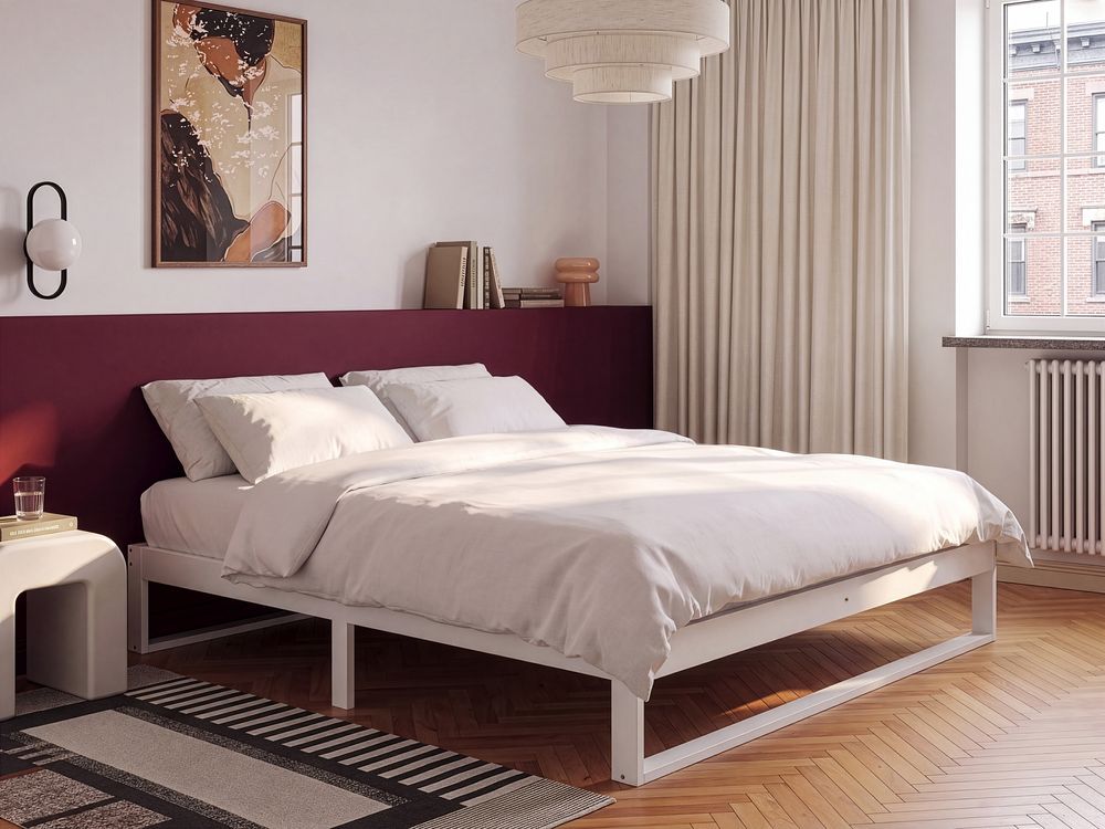 Posteľ bez čela Borovicové drevo TALAIRAN 160 x 200 cm Biela