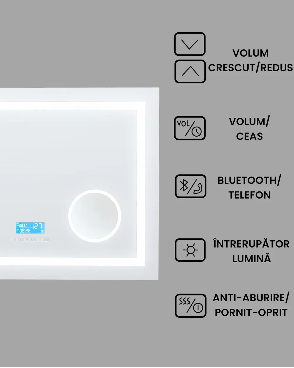Oglindă LED pentru baie THAIX 80 cm 60 cm Argintiu_940462