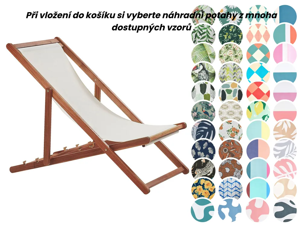 Skládací plážová židle ANZIO s náhradními potahy Akáciové dřevo Tmavě hnědá_860124
