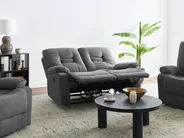 Manual Recliner Living Room Set 4 Seater BERGEN Fabric Graphite Grey_1064697