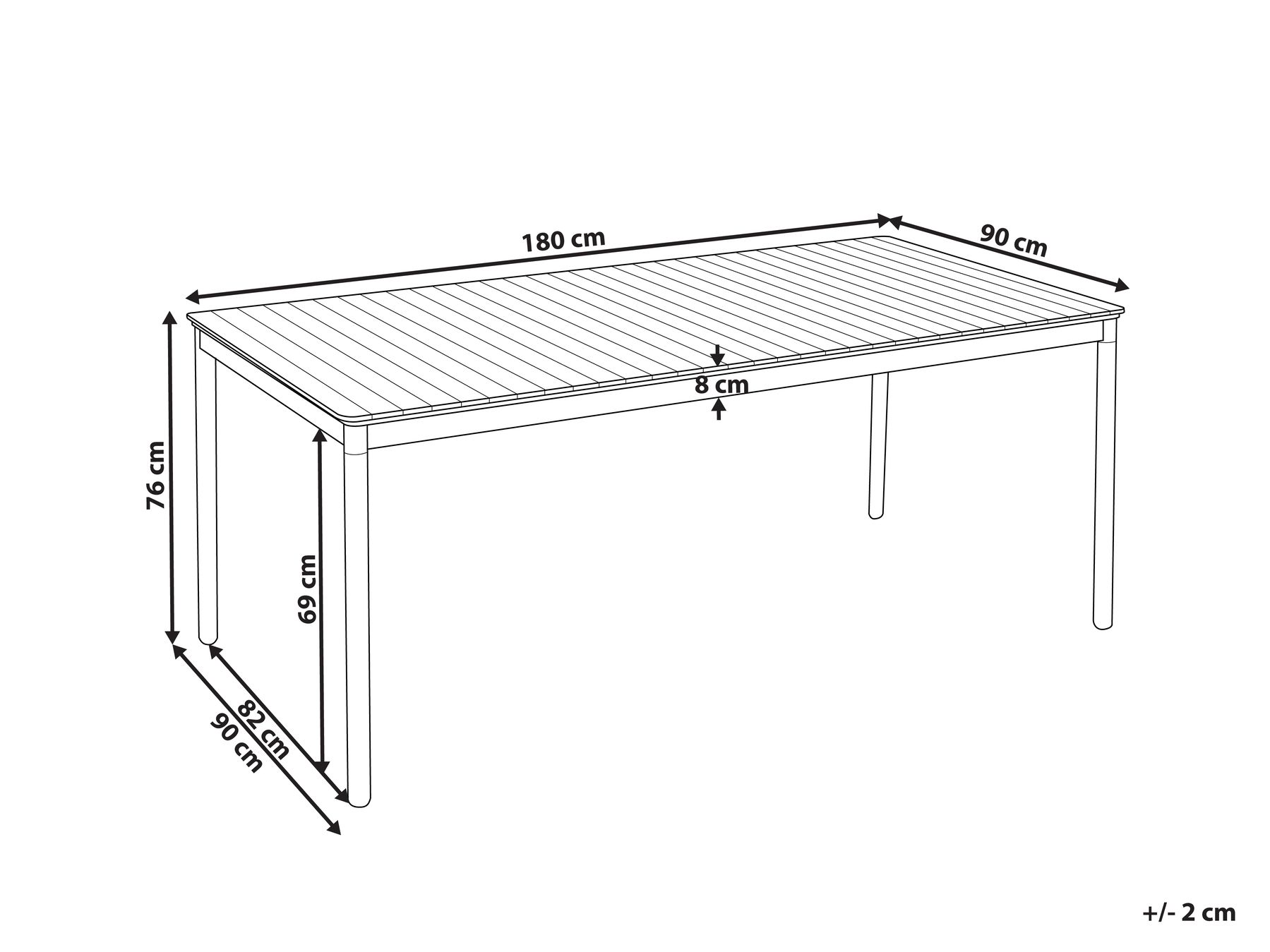 Garden Dining Table VALLESE 180 cm 90 cm Acacia Wood Brown_932860