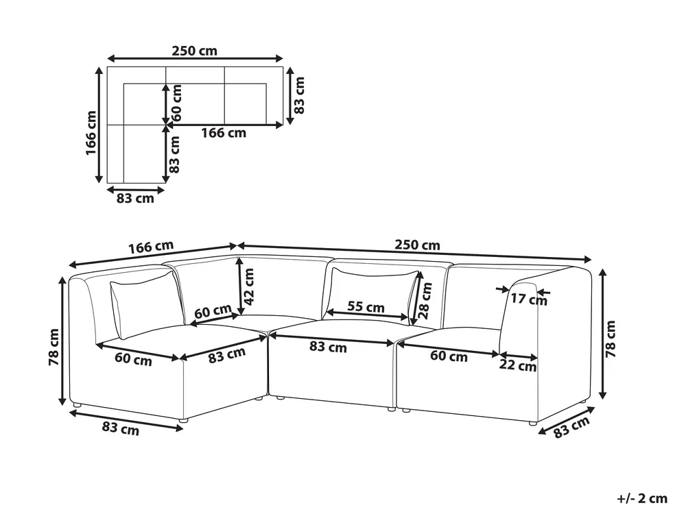 Modular Corner Sofa 4 Seater LEMVIG Corduroy Golden Brown Left Hand_1054921